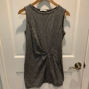 Mango Gray Twist Front Knit Mini Dress
